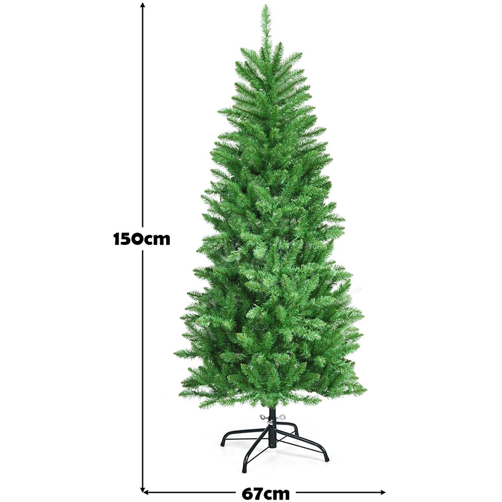 Costway Pre Lit Warm White LED Artificial Pencil Christmas Tree 5ft Image 9