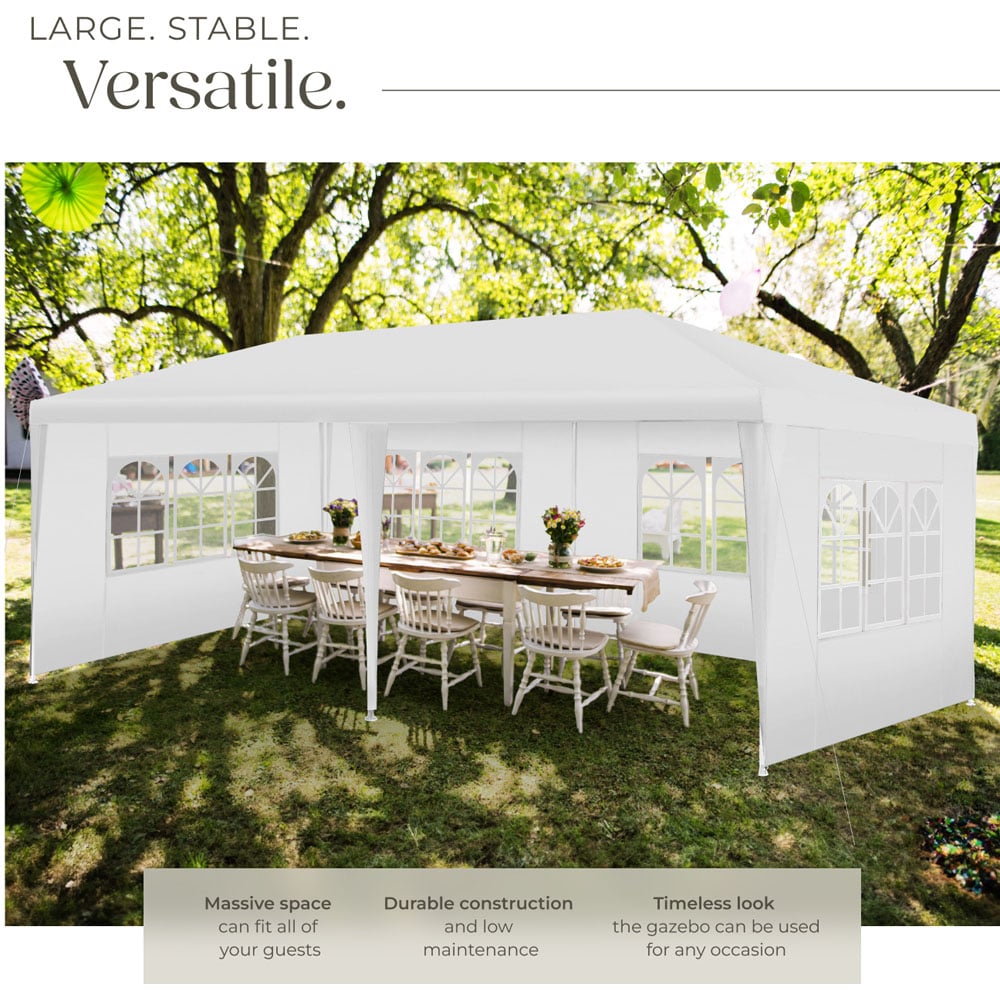 tectake Novara 6 x 3m White Gazebo with 5 Side Panels Image 3