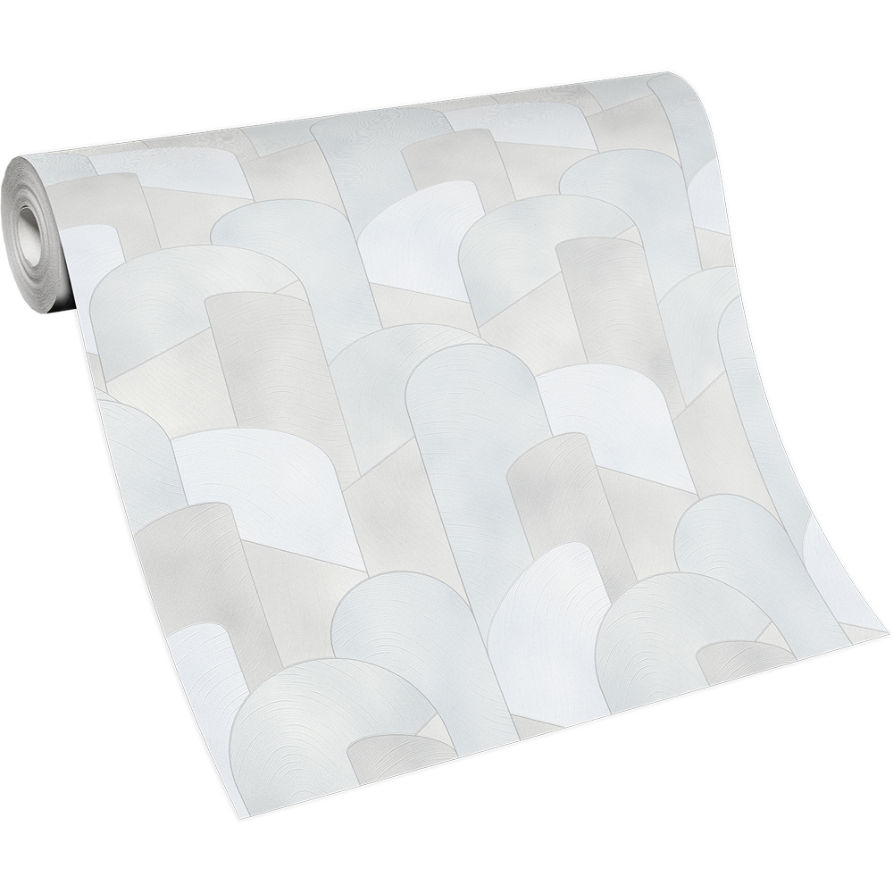 Galerie Elle Decoration 3D Geometric Grey and Silver Wallpaper Image 3