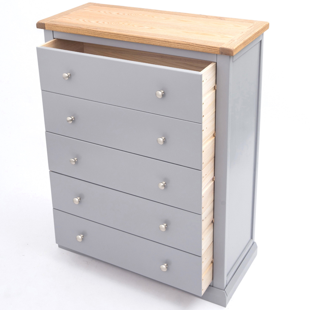 Cabinet Bits Rocca 5 Drawer Dark Grey Chrome Knob Chest of Drawers Image 5