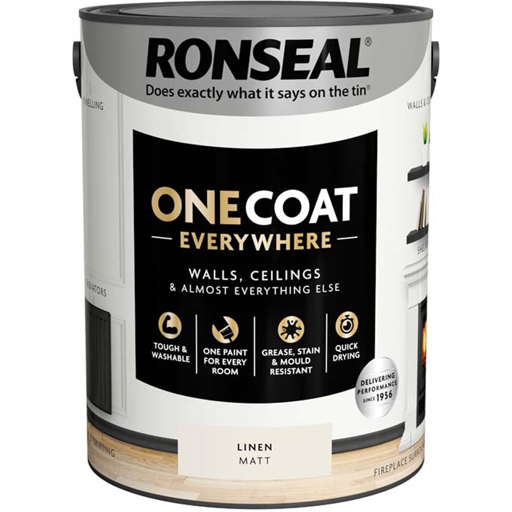 Ronseal One Coat Everywhere Linen Matt Interior Paint 5L Image 2