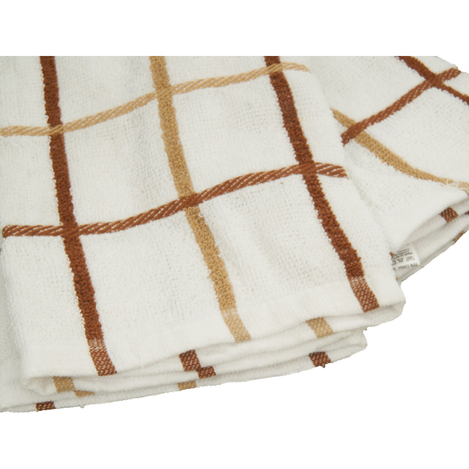 Pack of 2 Extra Large Check Tea Towels - Biscuit/Chikku Image 2