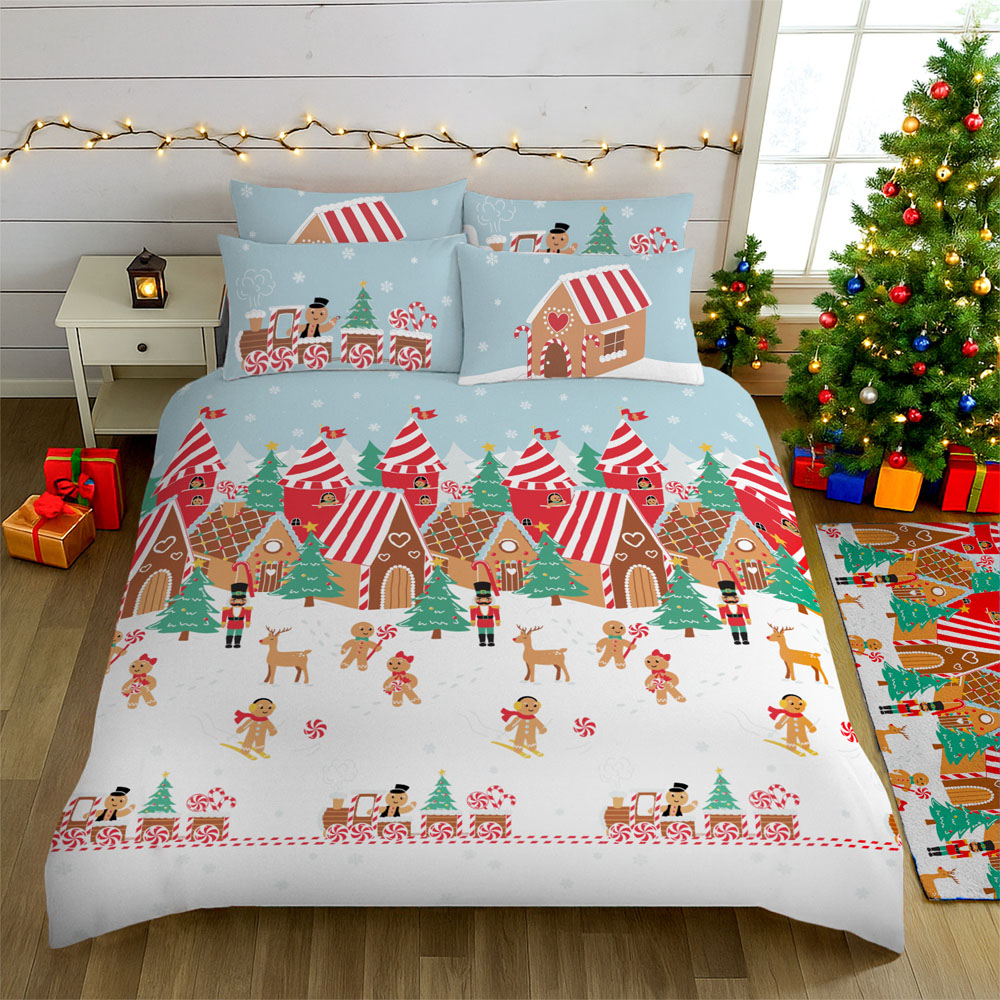 Velosso King Blue Gingerbread Town Duvet Set Image 3