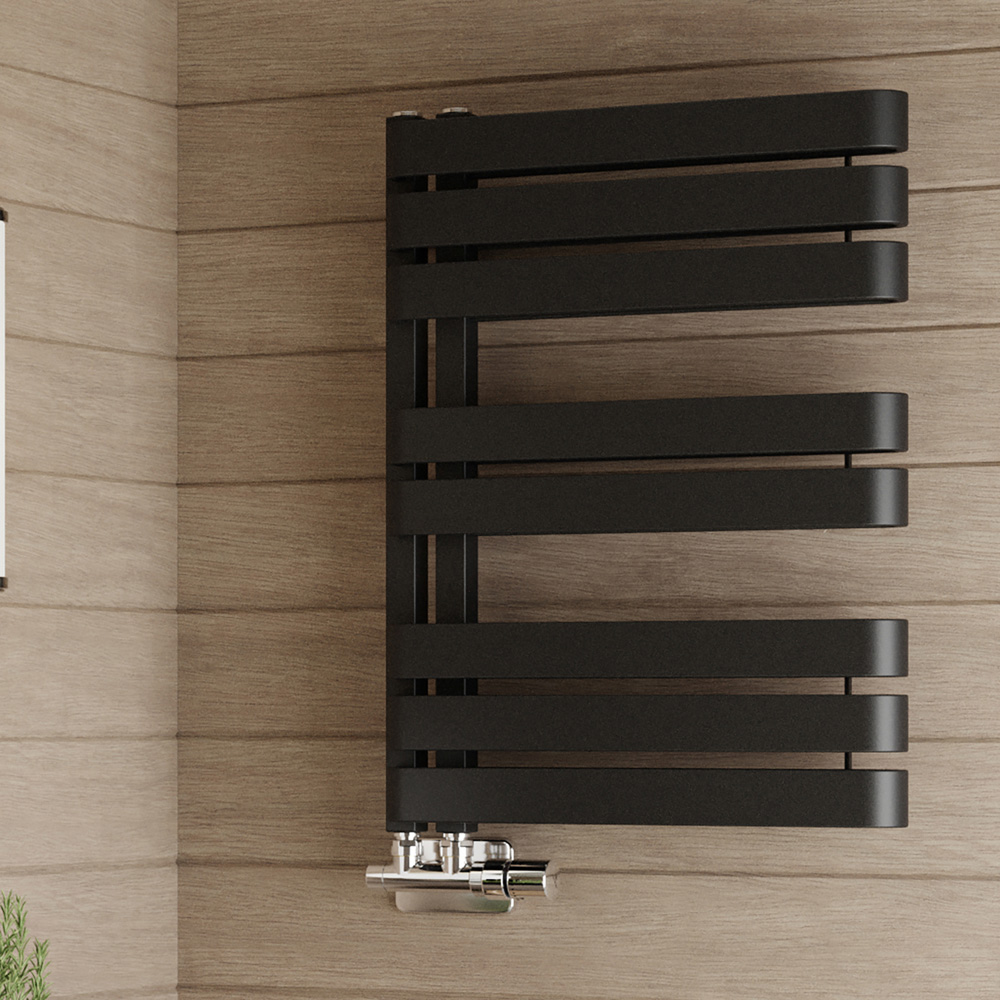 Terma Warp S Matt Black Heated Towel Rail 1535 BTU 655 x 500mm Image 2