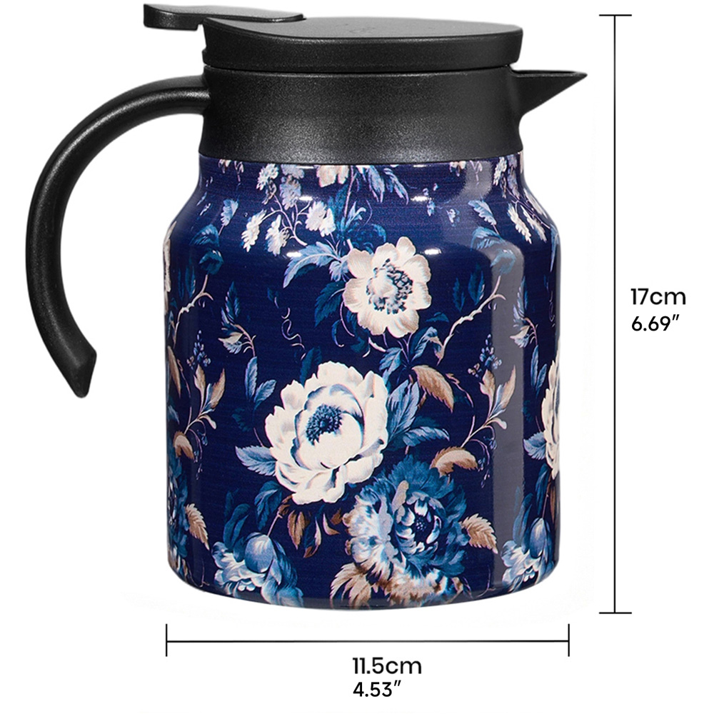Living and Home Peony Vintage Floral Stainless Steel Thermal Teapot with Infuser 1L Image 8