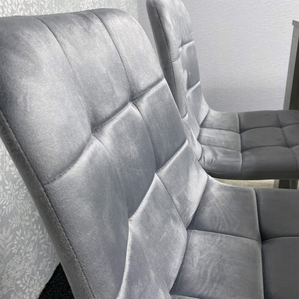 Portland 4 Seater Velvet Wooden Dining Set with Bench Grey and Black Image 4