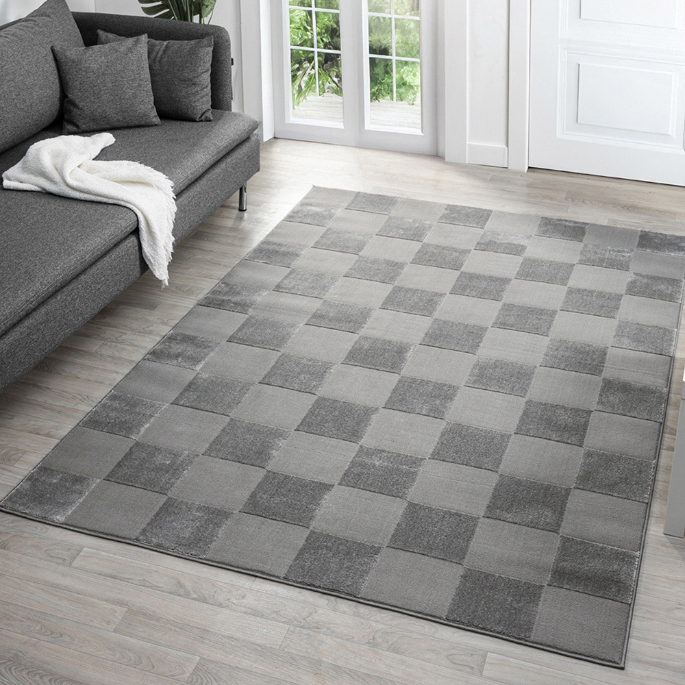 Desire Rugs Vellure Grey Metallic Sheen Grid Design Rug 120 x 170cm Image 5