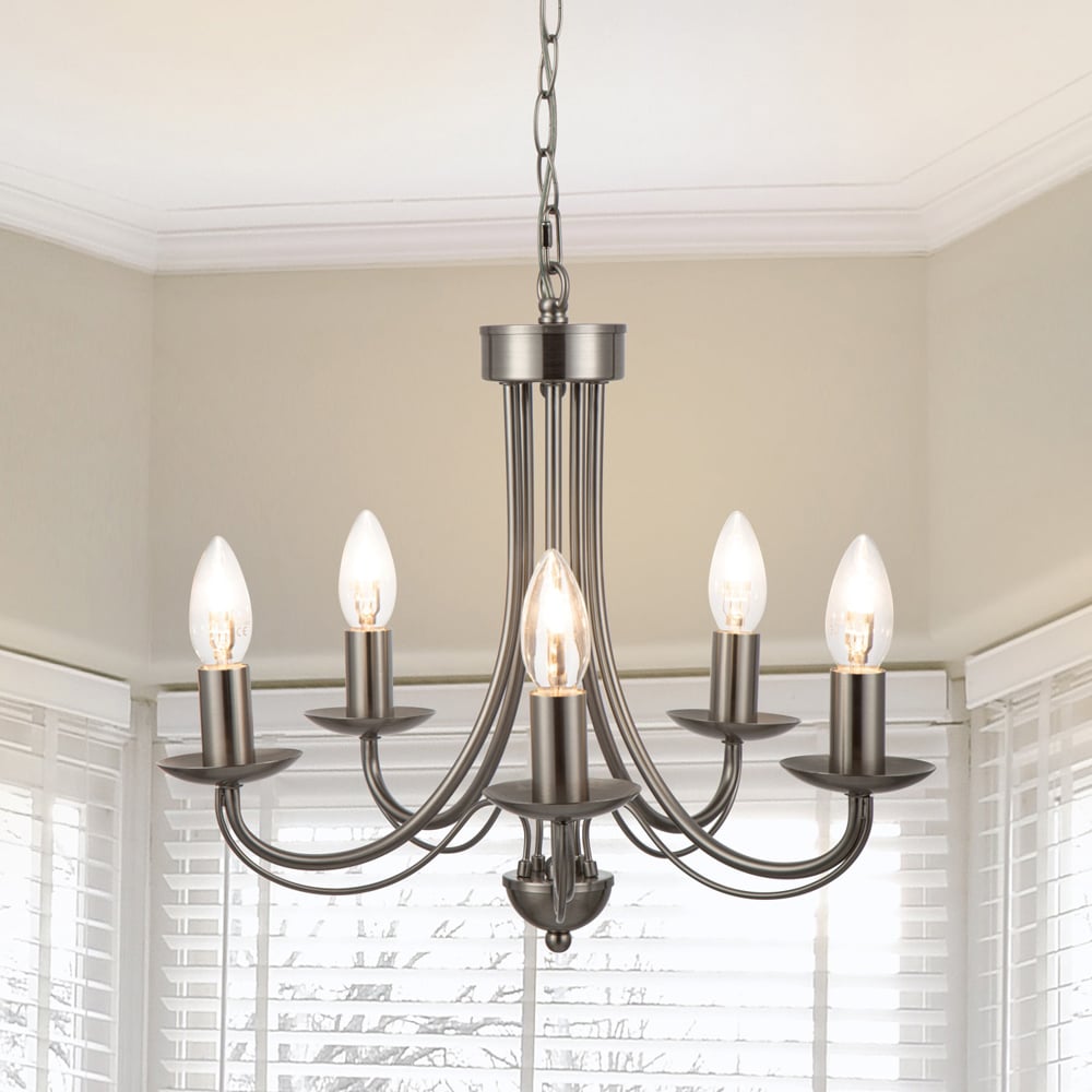 Cosylyte Elmore 5 Light Brushed Nickel Metal Pendant Light Image 2