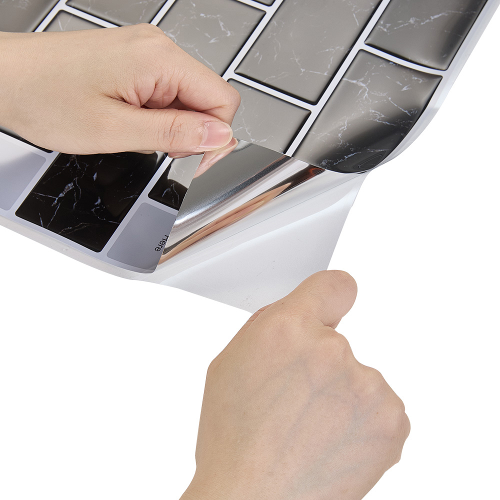 Living and Home Marble Black Peel and Stick Wall Tile Sticker 10 Pack Image 2