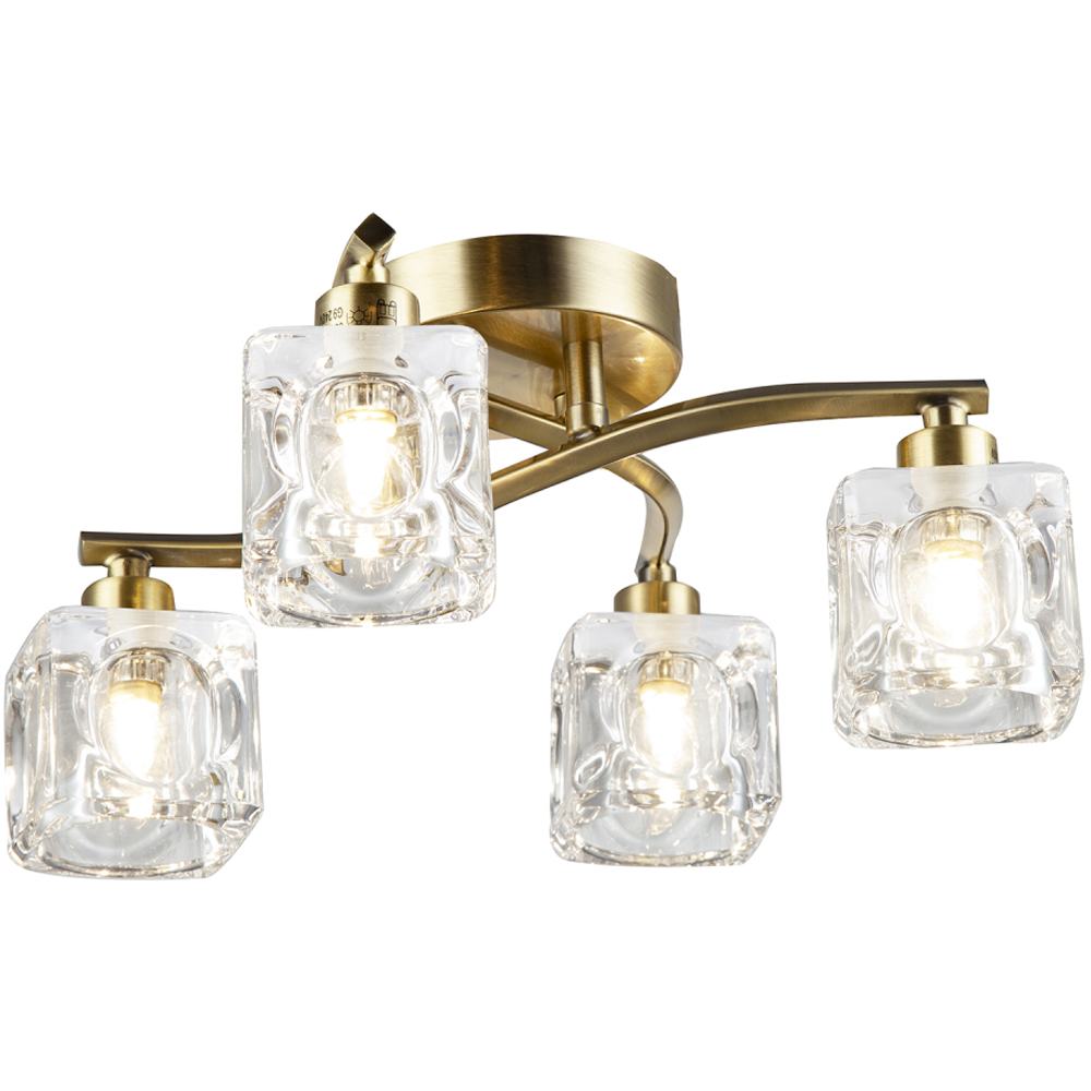 Happy Homewares 4 Bulb Antique Brass Ceiling Light Image 4