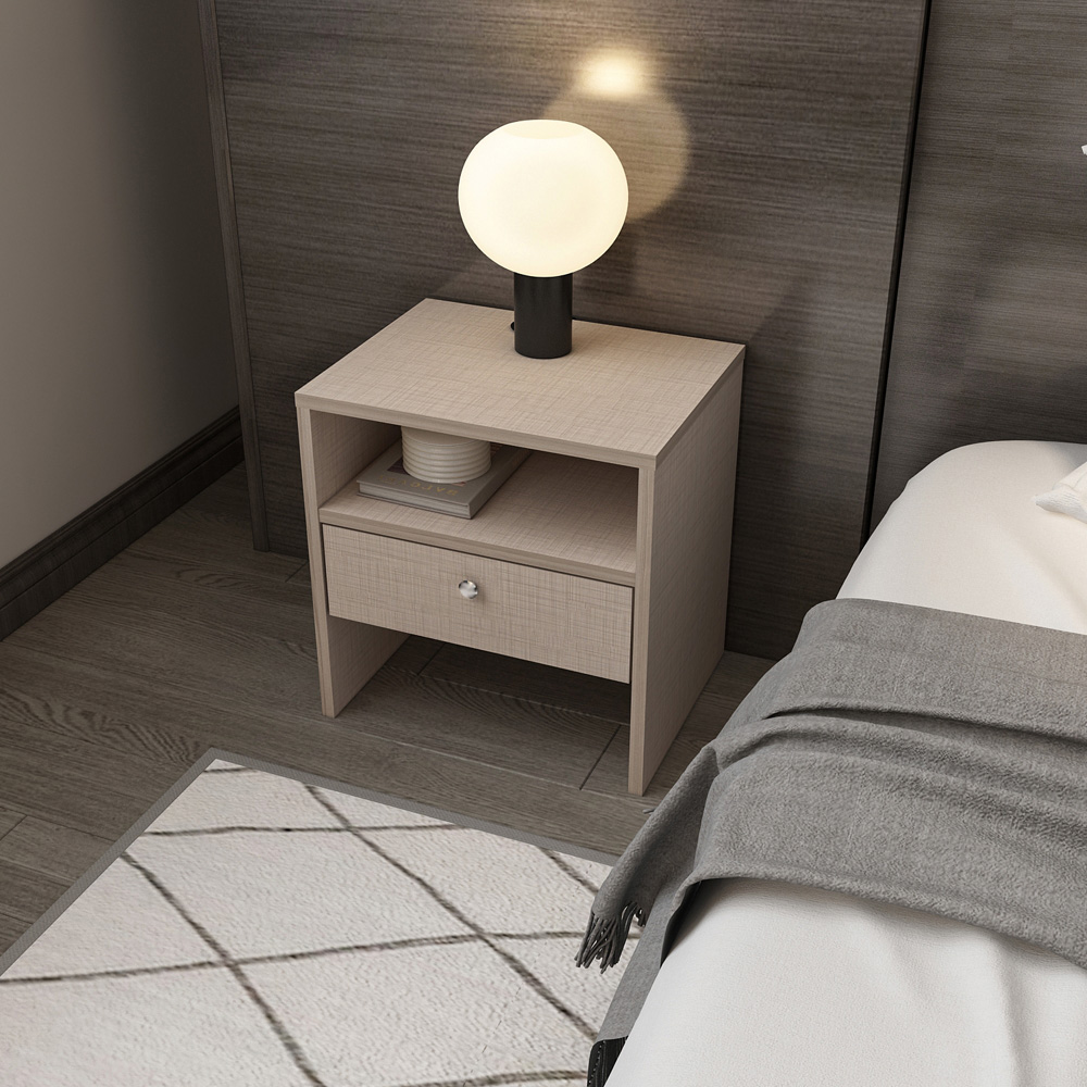Decorotika Nova Single Drawer Single Shelf Beige Bedside Table Image 6