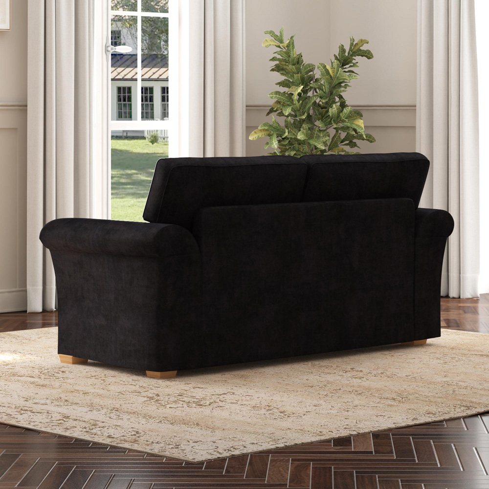 Castleacre 3 Seater Ebony Plush Velvet Fixed Back Sofa Image 6