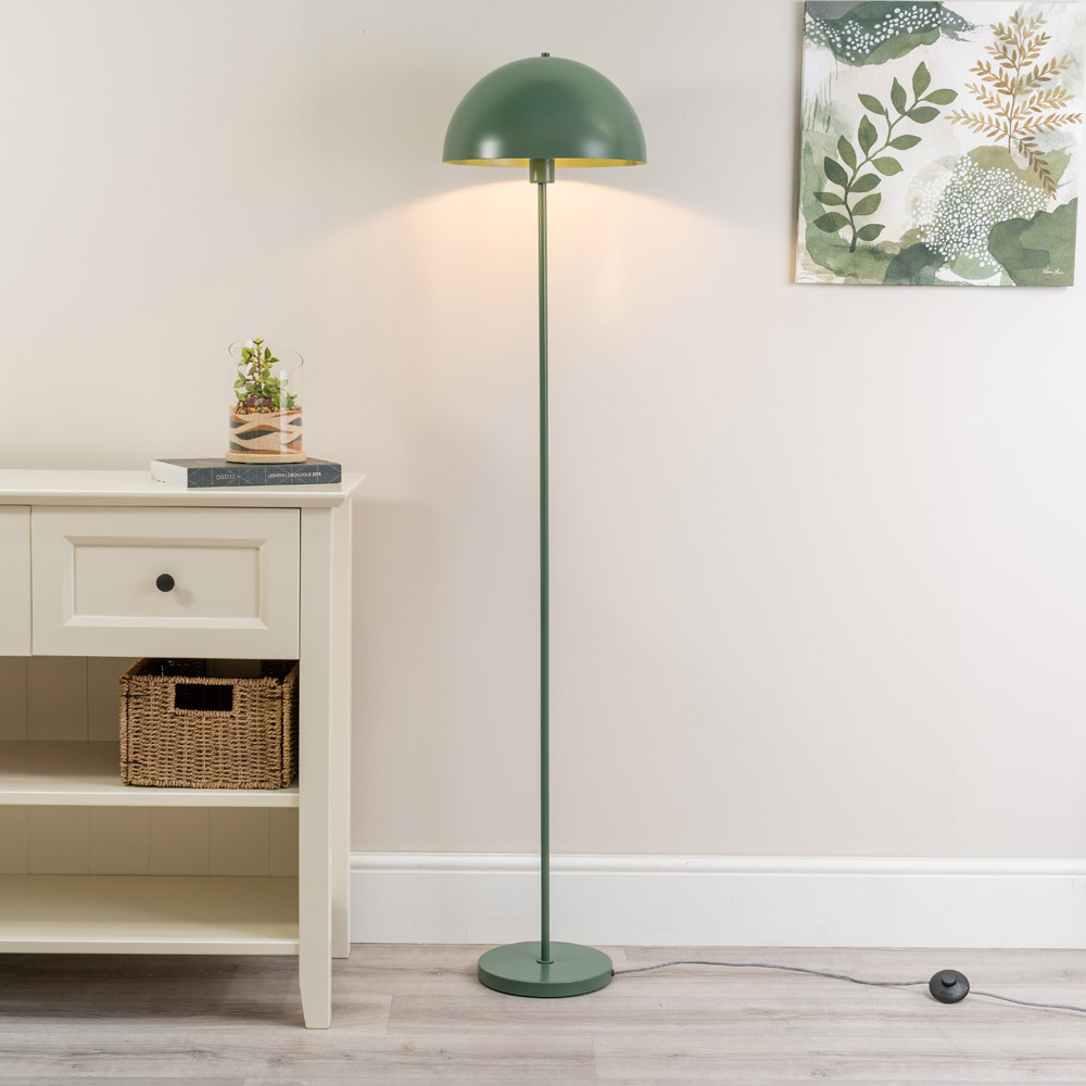 ValueLights Stassi Forest Green Mushroom Dome LED Floor Lamp Image 2