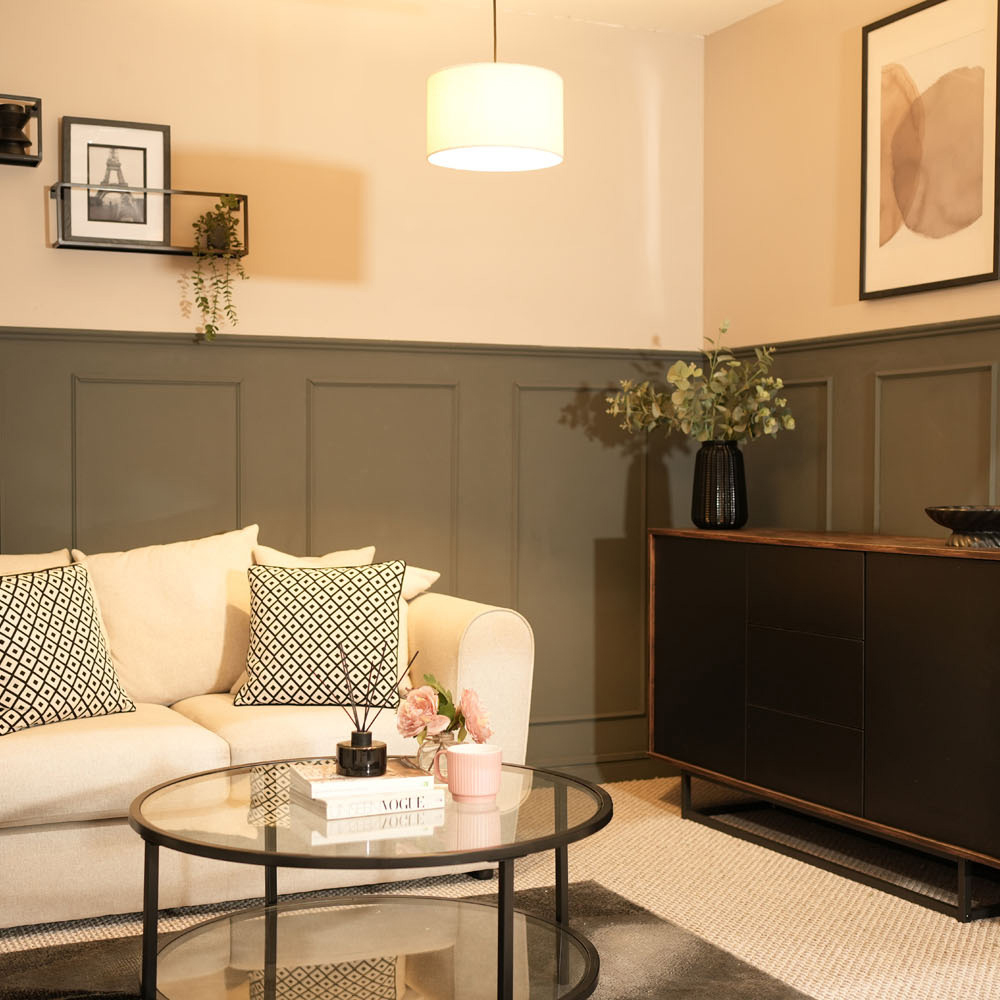 ValueLights Reni Cream Boucle Ceiling Drum Lamp Shade Small Image 4