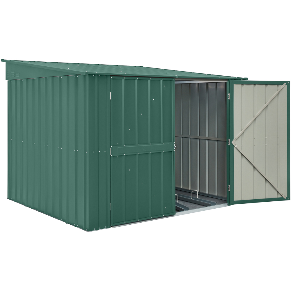 Globel 6 x 6ft 2 Door Green Metal Pent Bike Shed Image 4