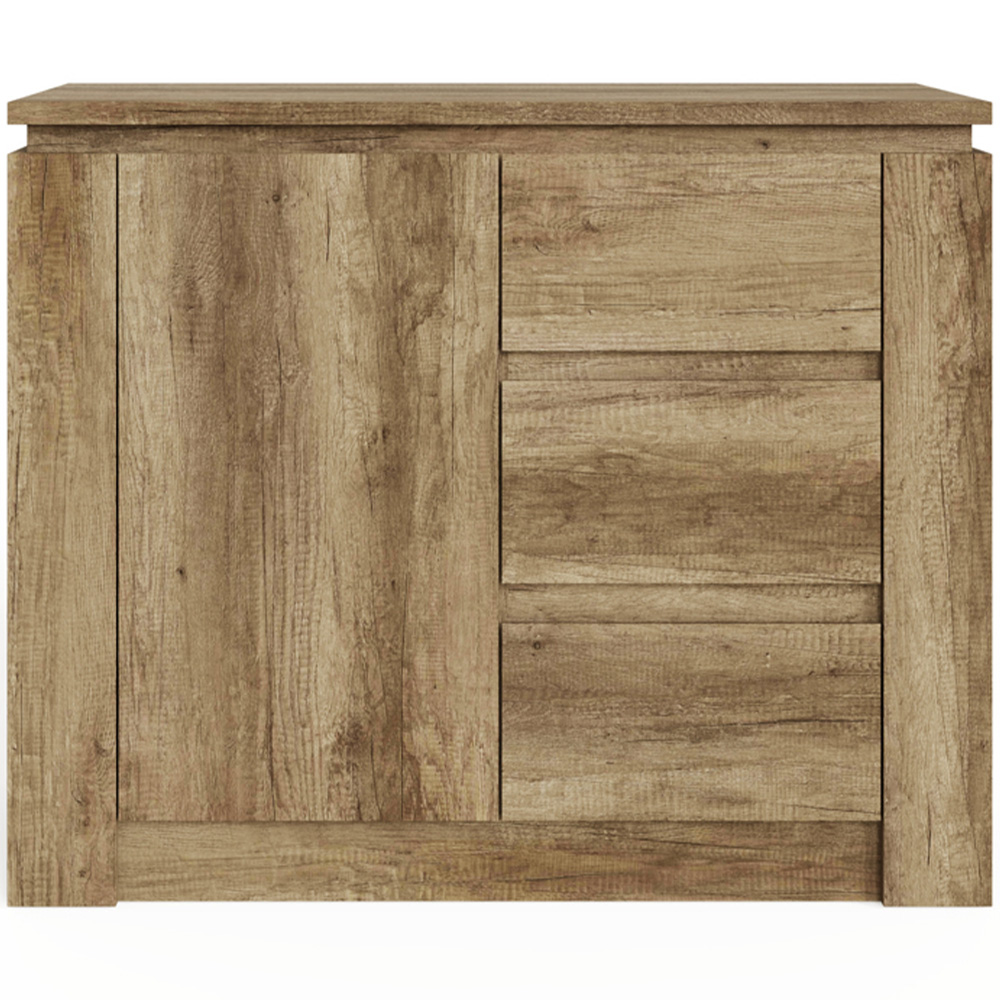 GFW Canyon Single Door 3 Drawer Oak Grey Storage Unit Image 4
