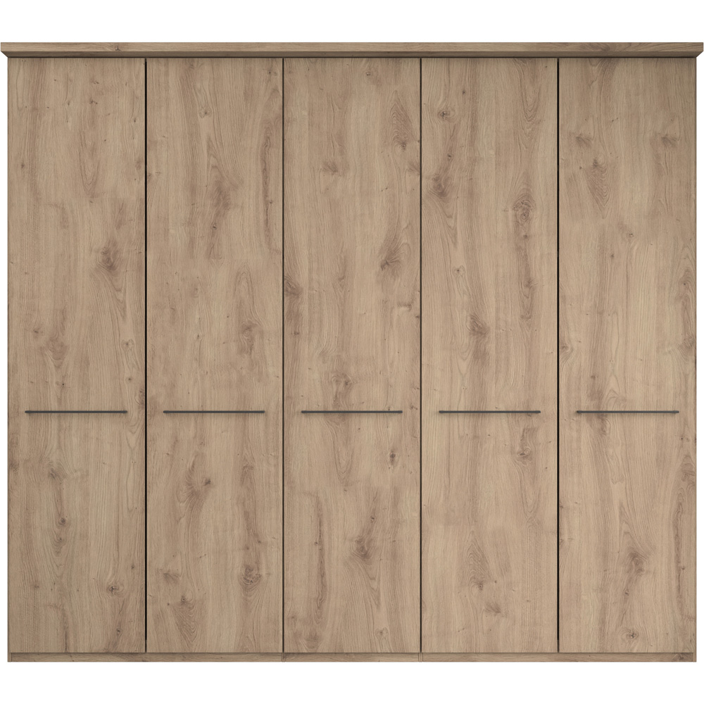 Homebase Dunmere Oak and Slate Nordic 5 Door Hinged Wardrobe Image 3