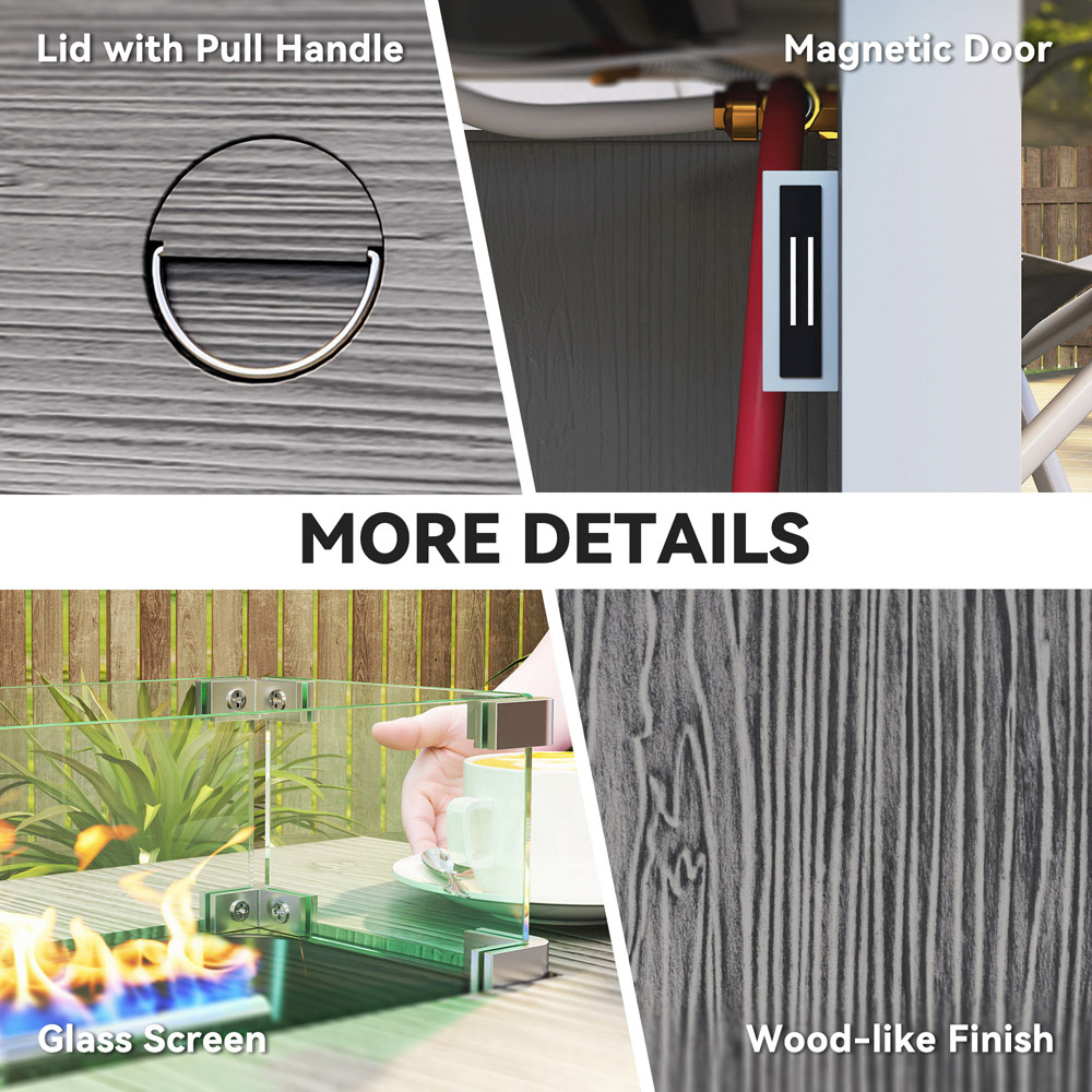 Outsunny Dark Grey 50000 BTU Gas Fire Pit Table with Cover Image 8