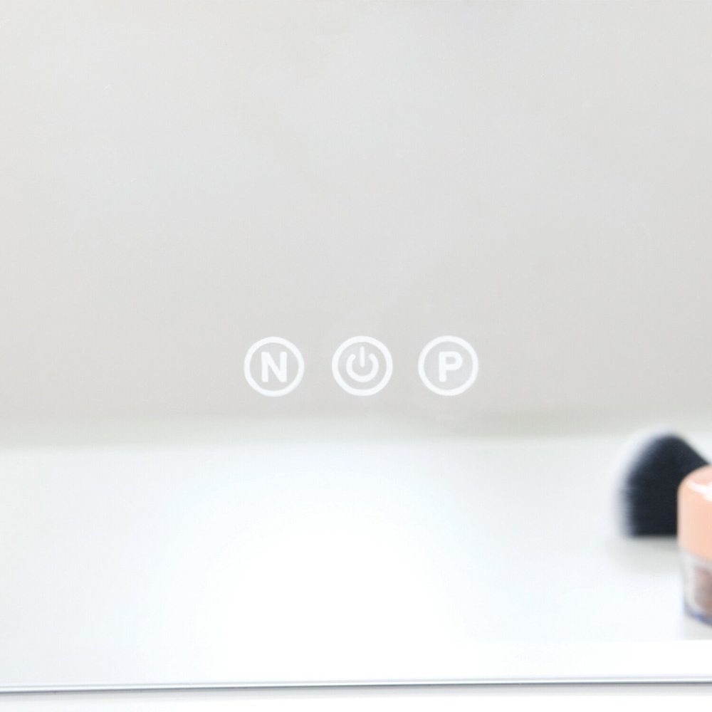 Lila Round Light Up LED Mirror Image 4