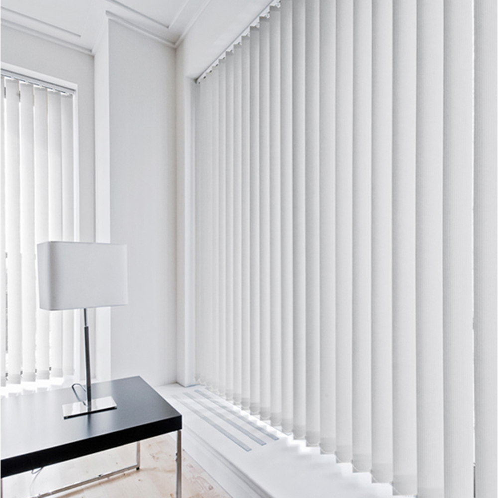Caecus Blackout Long Drop Plain Vertical Blind Complete White 210 x 240cm Image 1