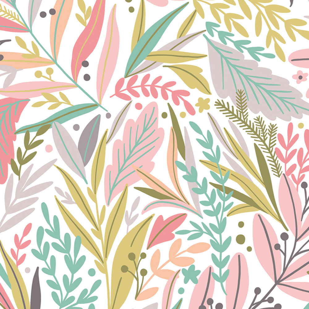 Origin Murals Patterned Leaves Green Wall Mural Image 2