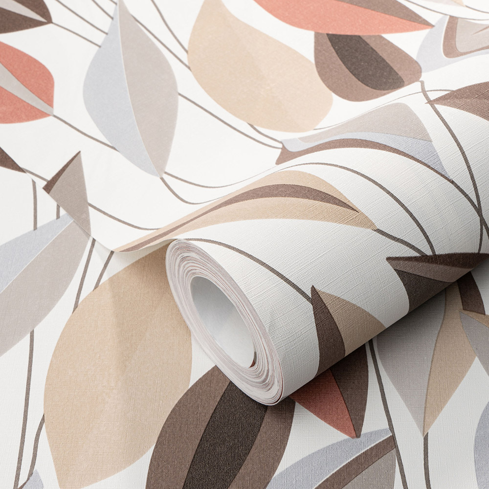 Erismann Foliage Leaf Natural Brown Vinyl Wallpaper Image 3