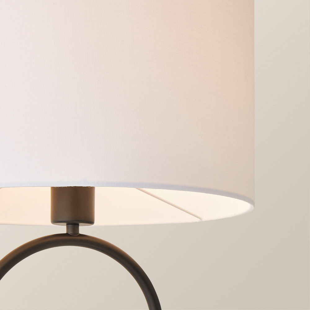 ValueLights Antonia White Fabric Drum Shade Matte Black Oval LED Table Lamp Image 3