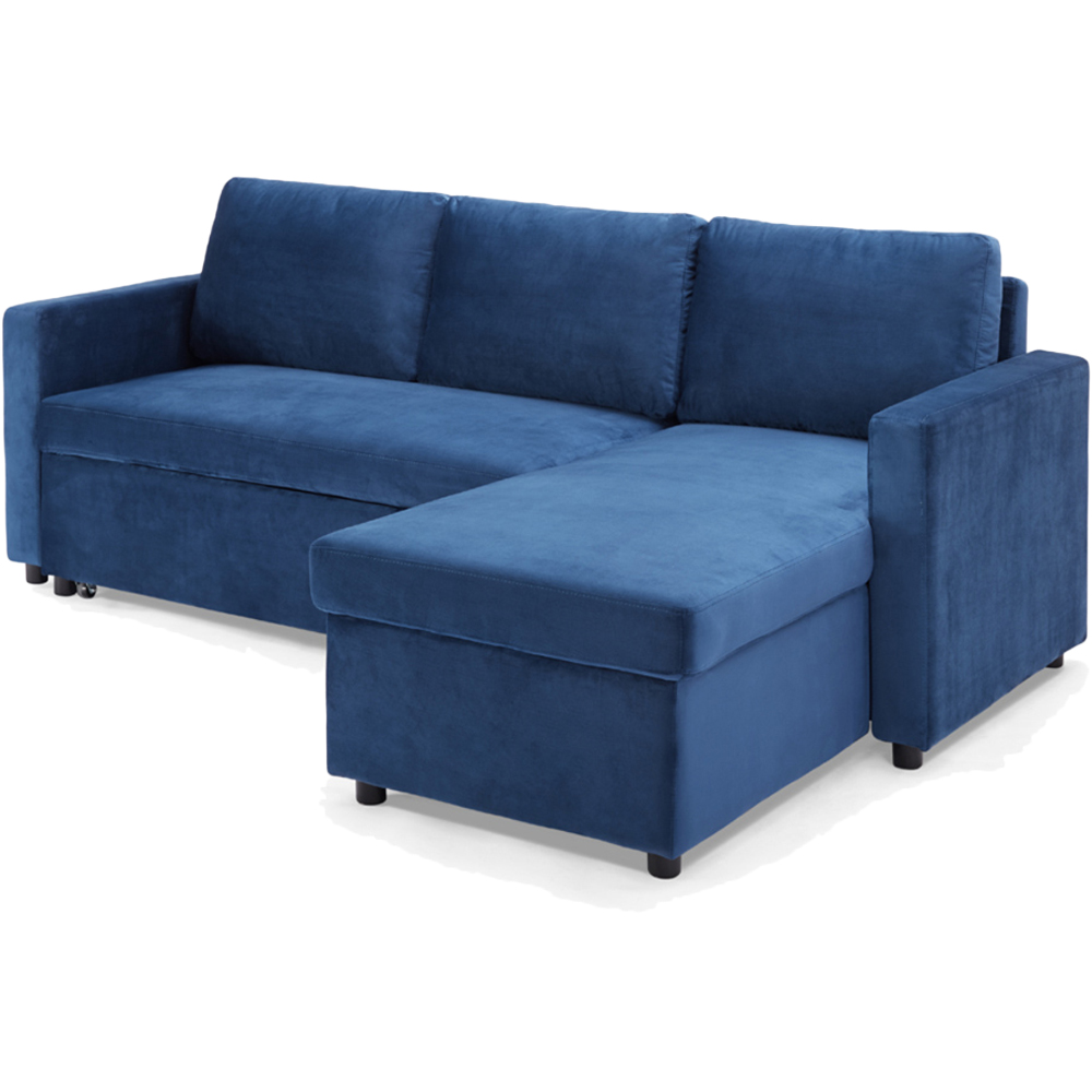 Home Detail Dorset Small Double Sleeper Blue Velvet Pull Out Sofa Bed with Storage Image 2