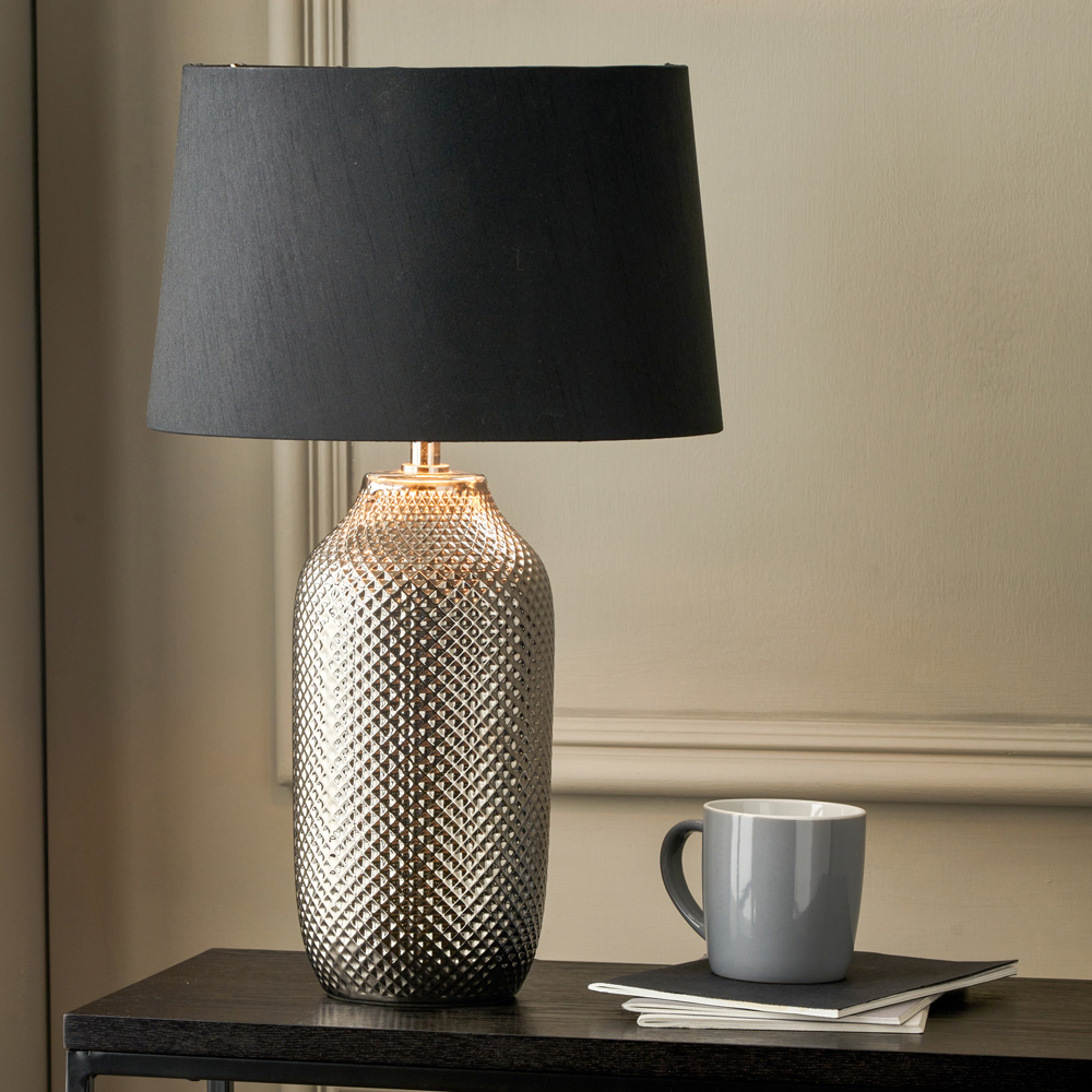 Pacific Lifestyle Nova Silver Textured Ceramic Bottle Table Lamp Image 2