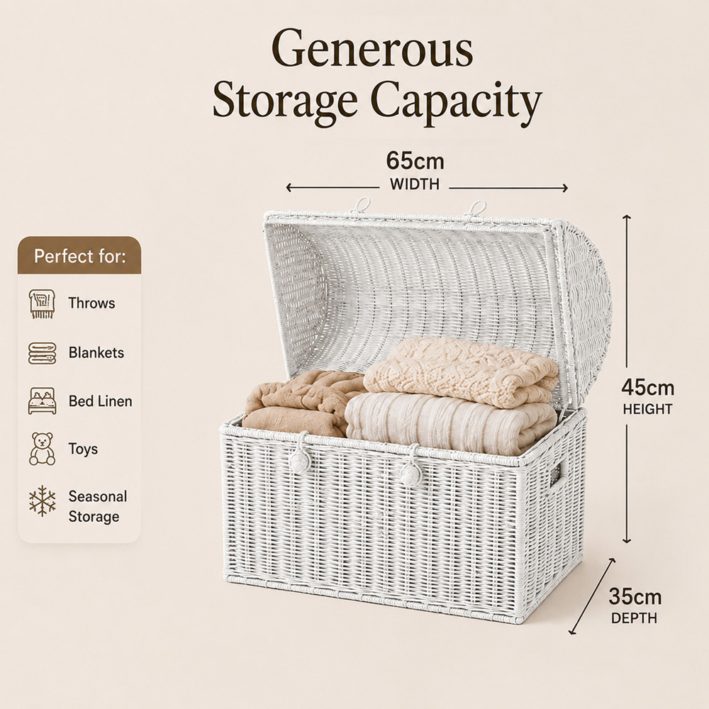 Home Republic White Rattan Woven Storage Chest Image 7