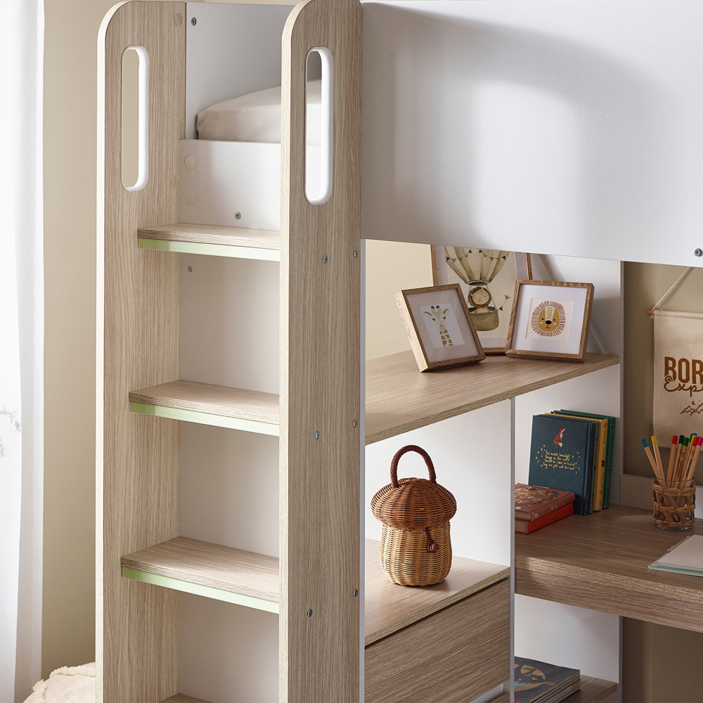 Julian Bowen Ocean Pale Wood and White High Sleeper with Storage Image 6