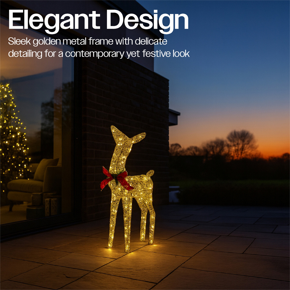 Xmas Haus Gold 250 Warm White LED Head Up Deer Christmas Decoration 2ft Image 4