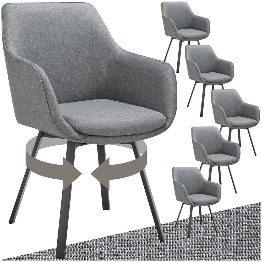 tectake Alicon Set of 6 Anthracite Dining Chair Image 2