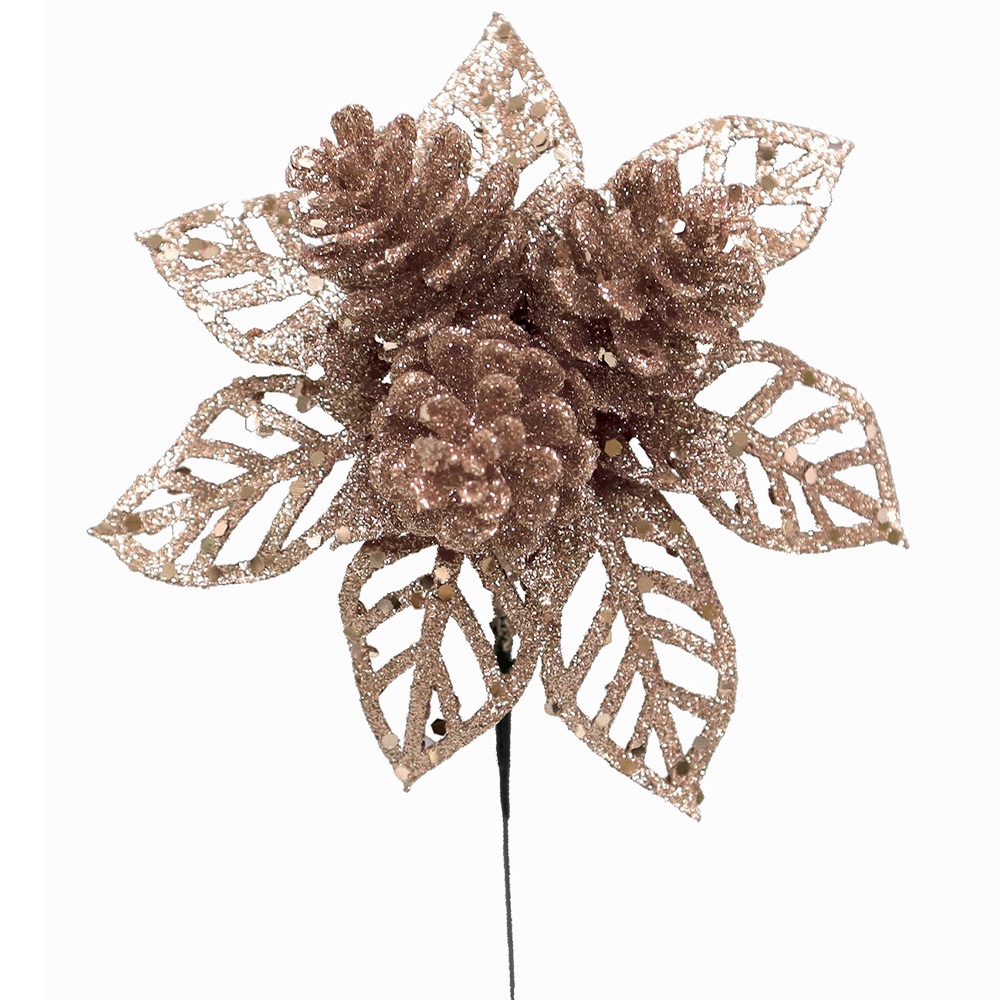 Single Glitter Pinecone and Leaf Pick in Assorted styles Image 2