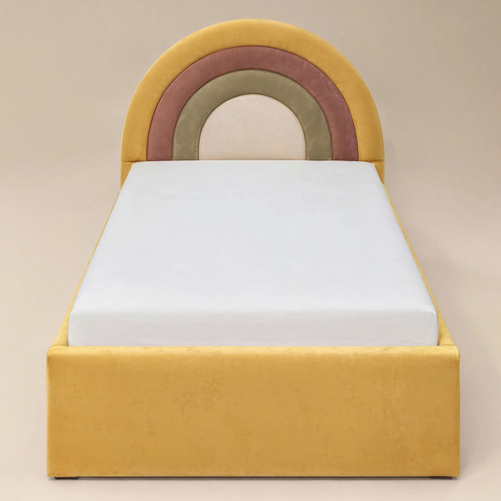 Flair Ava Single Mustard Velvet Lift-Up Ottoman Bed Image 3