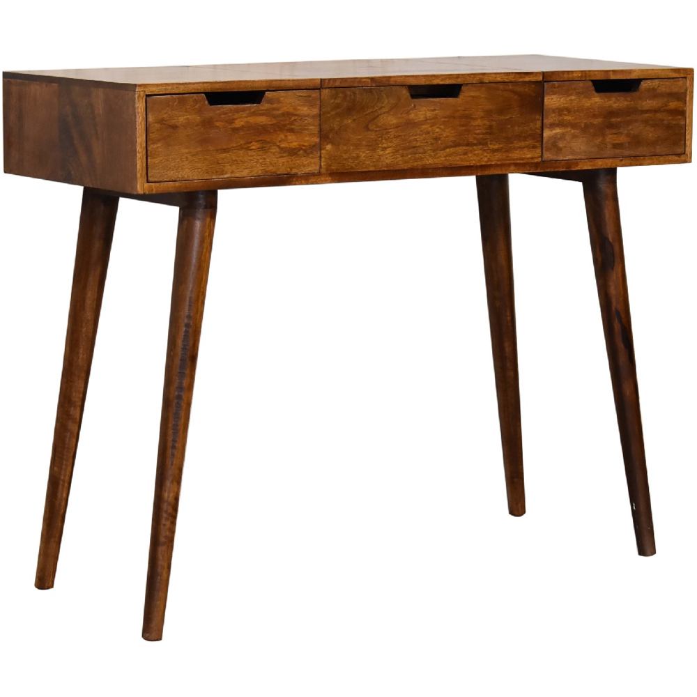 Artisan Furniture Chestnut Brown 2 Drawer Solid Wood Foldable Mirror Table Image 3