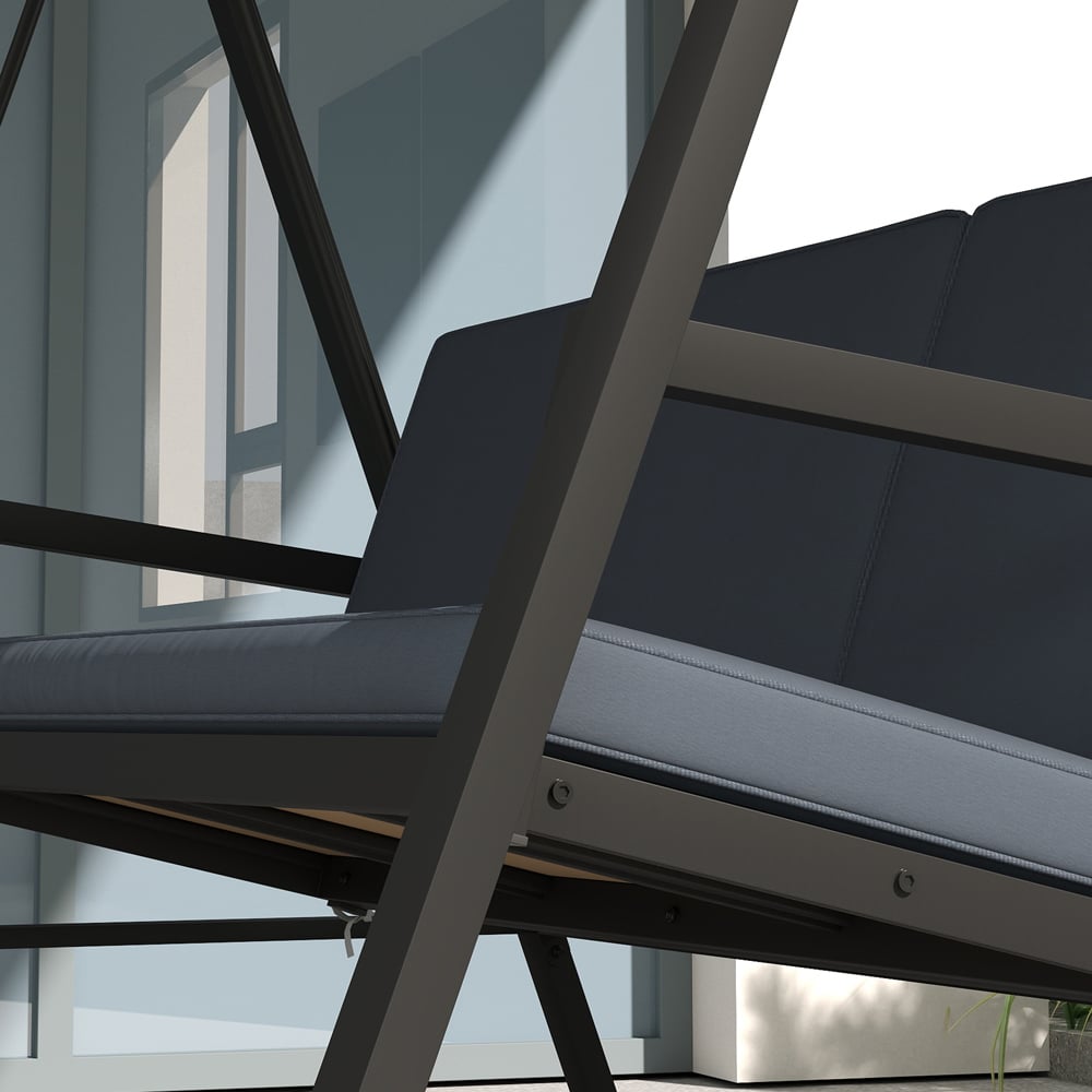 Outsunny 3 Seater Dark Grey Swing Chair with Adjustable Canopy Image 3