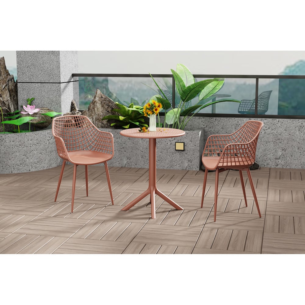 Core Products Rimini Lattice 2 Seater Terracotta Bistro Table Set Image 8