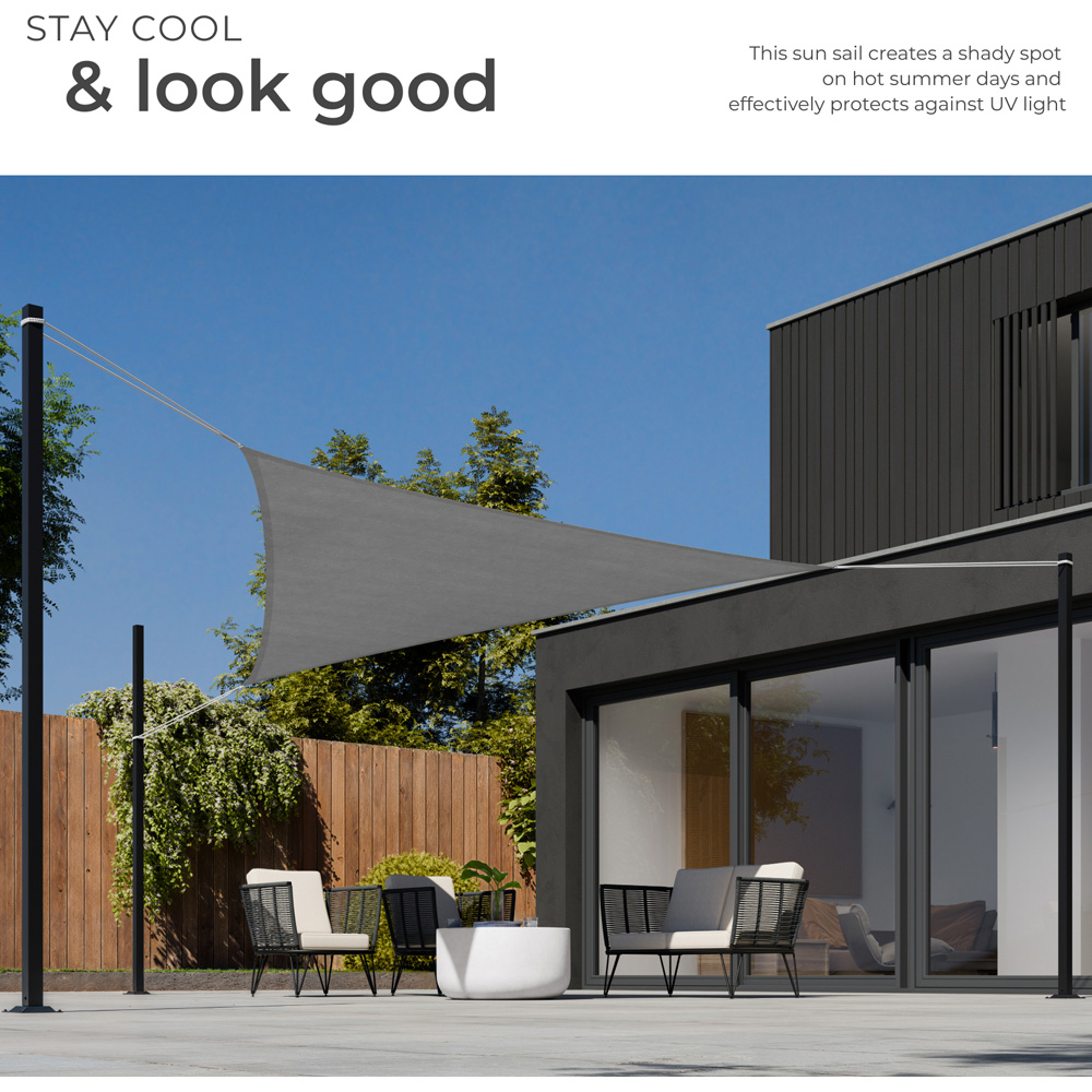 tectake Grey UV 50+ Triangular Shade Sail 400cm Image 4