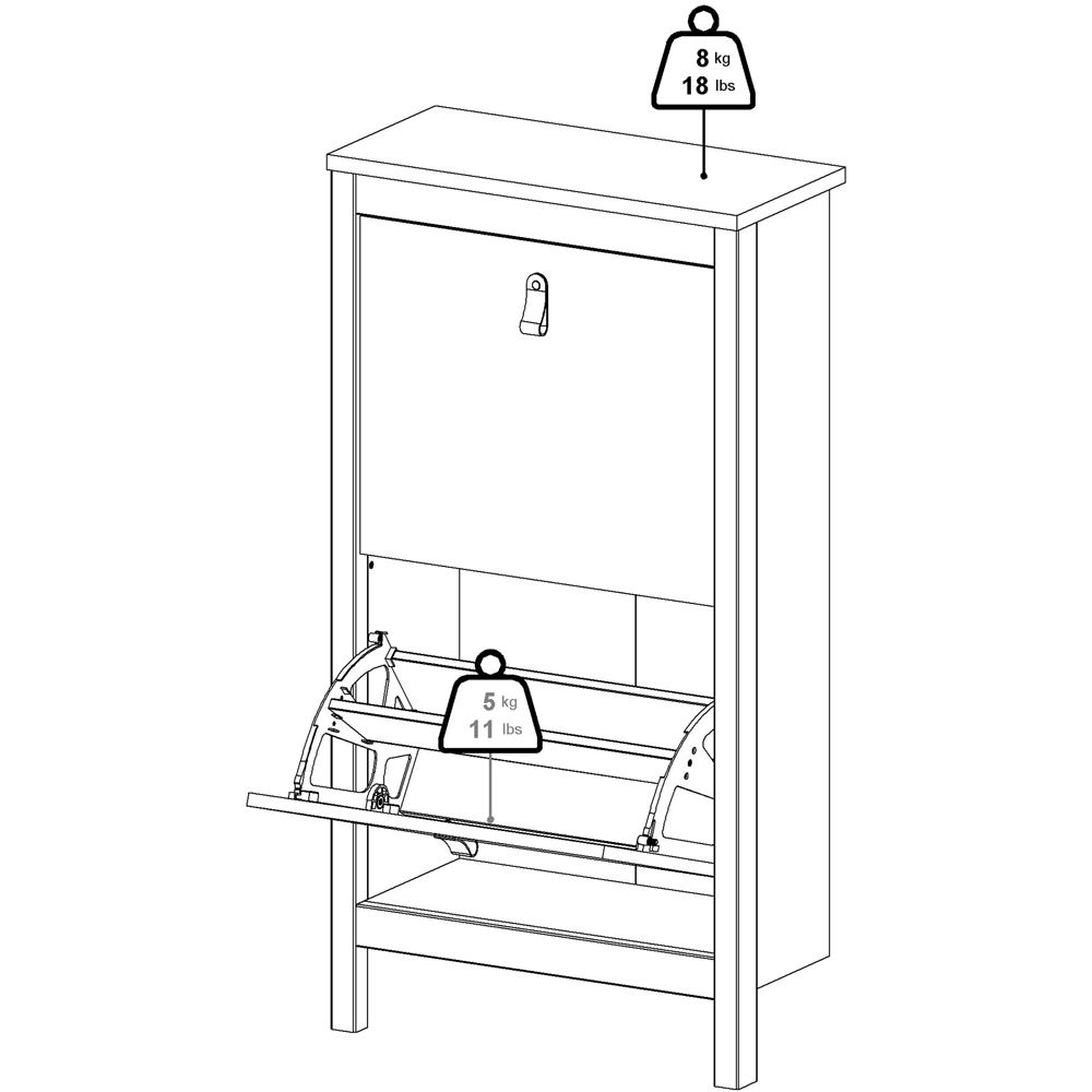 Florence Madrid 2 Flip Down Doors White Shoe Cabinet Image 8