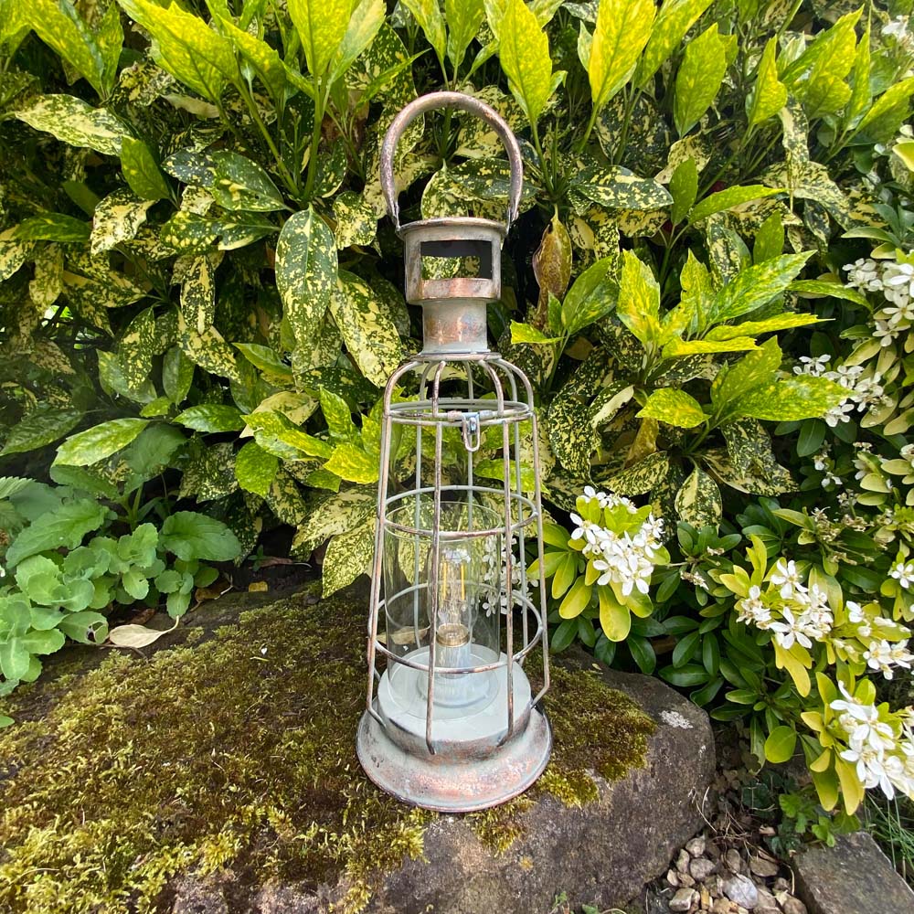 Acacia Home Battery and Bulb Metal Garden Lantern 46cm Image 2
