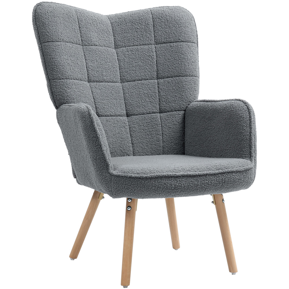 Portland Dark Grey Upholstered Tufted Wingback Armchair with Seat Padding Image 2