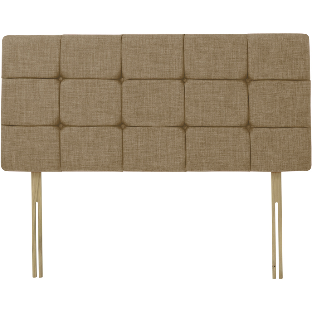 Bedmaster Small Double Cream Linen Pearl Squared Headboard Image 2