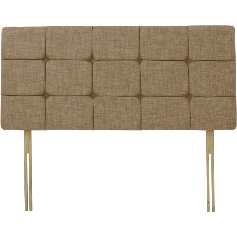 Bedmaster Single Cream Linen Pearl Squared Headboard Image 2