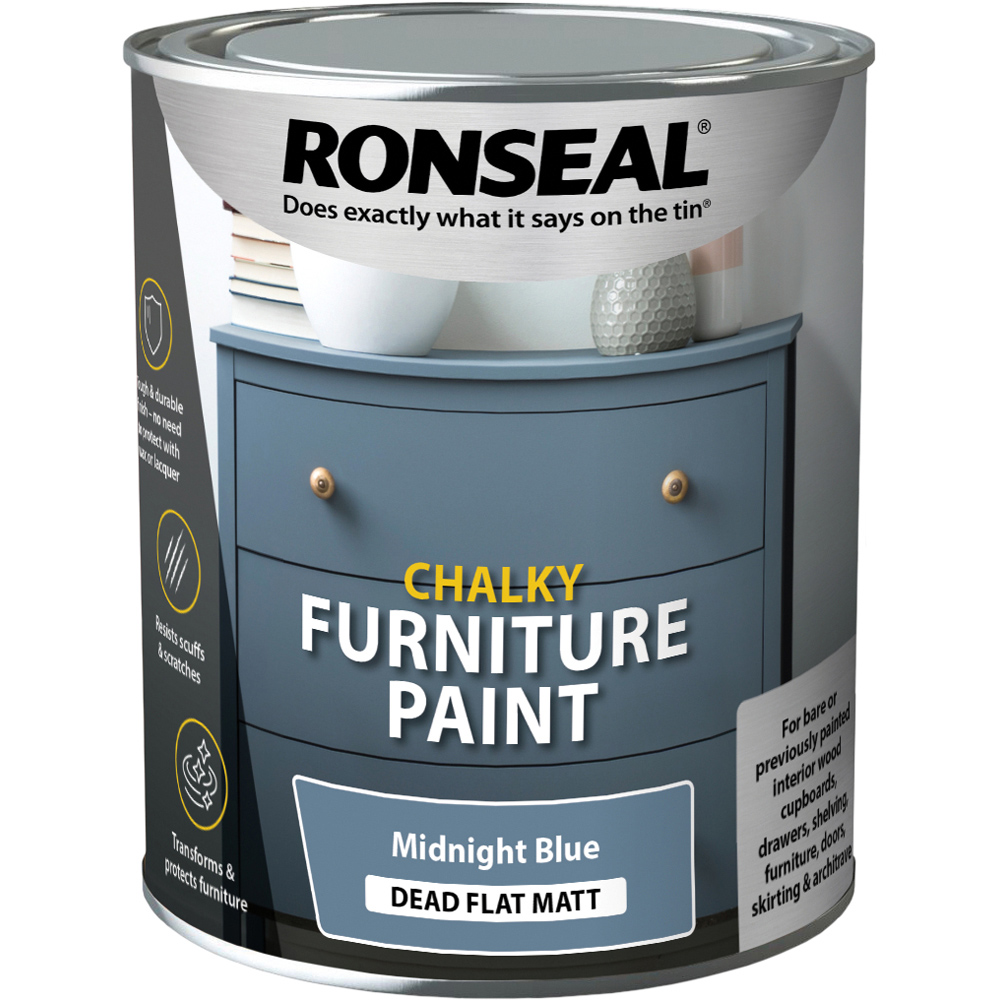 Ronseal Midnight Blue Chalky Furniture Paint 750ml Image 2