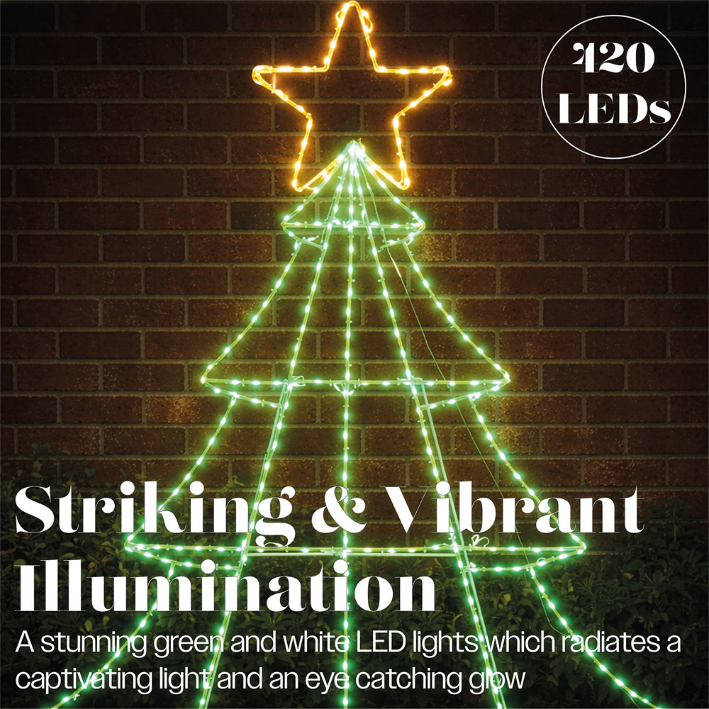 Xmas Haus 420 Green and White Micro LED Christmas Tree Silhouette with Stand 90.5cm Image 6