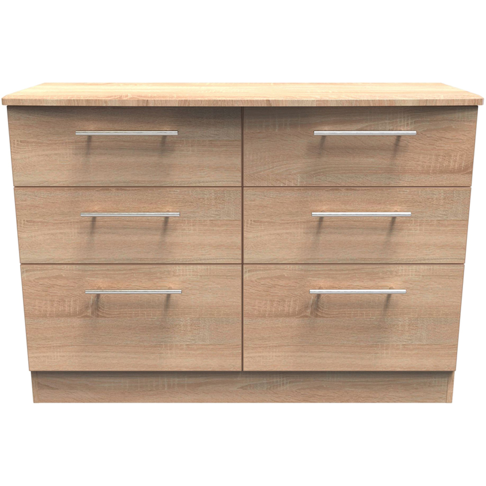 Crowndale Sherwood 6 Drawer Bardolino Oak Wide Midi Chest of Drawers Image 2