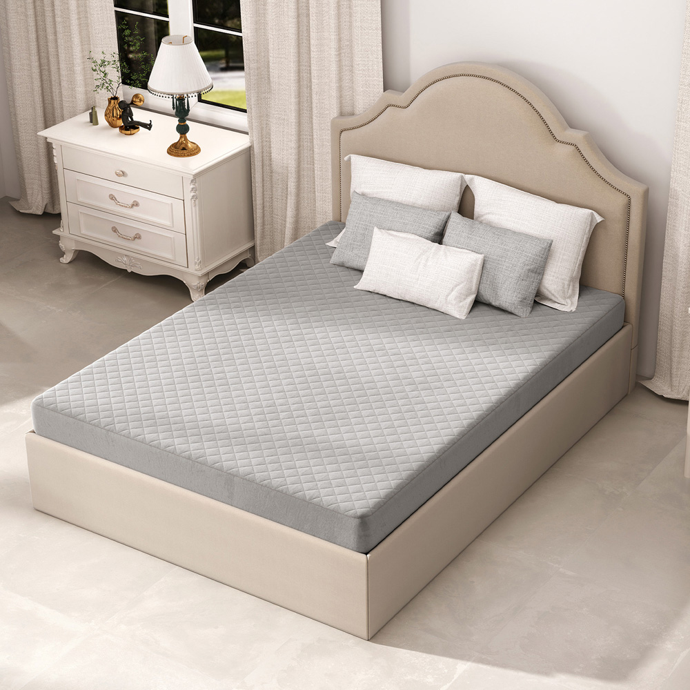 Costway Queen Size Grey Luxury Super Soft Velvet Mattress Protector Image 2