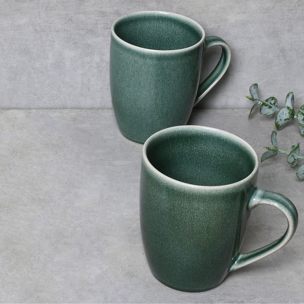 Set of 4 Juniper Reactive Glaze Green Mugs - Green Image 2