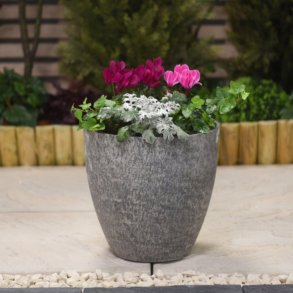 Garden Gear Grey Stone Effect Medium Planter Image 2